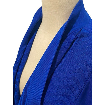 Small Exclusively Misook Blue Solid Open Front Sweater Cardigan Textured