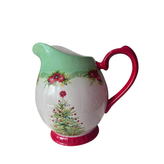 Pioneer Woman Christmas Holiday Cheer Garland 9" Stoneware Pitcher