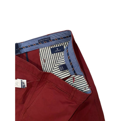 Cremieux Chino Pants Mens 33x32 Madison Comfort Stretch Fit NWT Red Burgundy