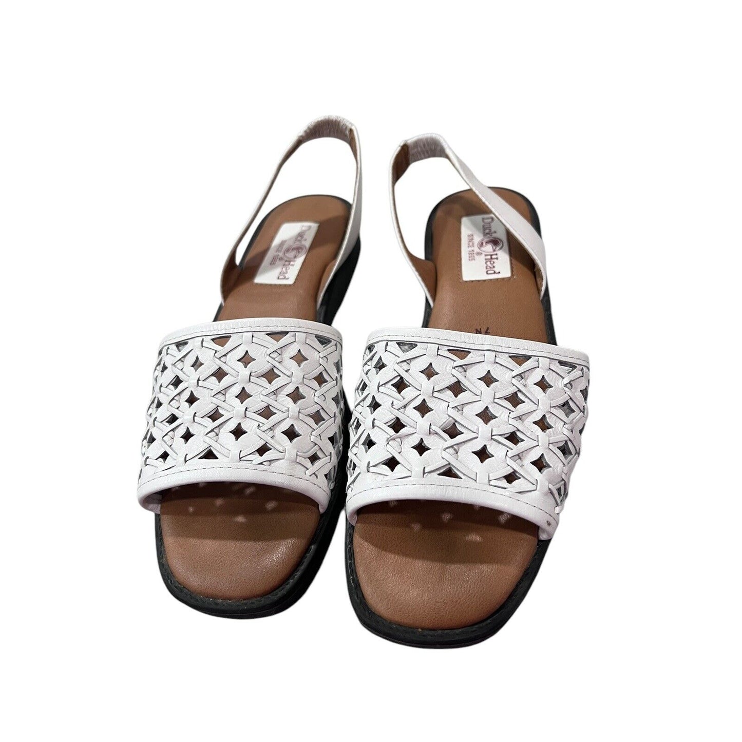 Duck Head Women's White Leather Open Weave Slingbacks 7N Resort Wear