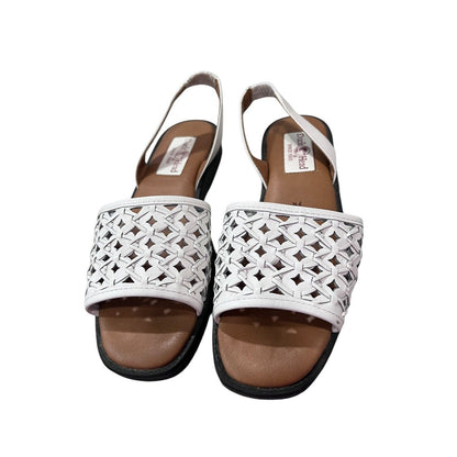 Duck Head Women's White Leather Open Weave Slingbacks 7N Resort Wear