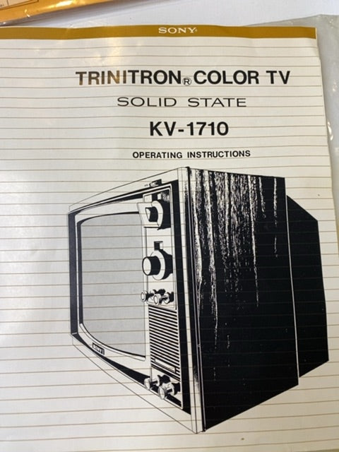 1970s Sony Instruction Manual for Triniton Color TV Solid State KV-1710