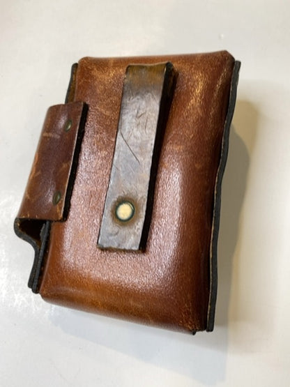 Vintage Tooled Leather Cigarette and Lighter Case Belt Loop Clasp