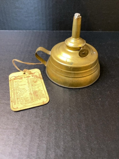 1940s Dennison Alcohol Wax Melter No 6 Komax Wick with Tag USA