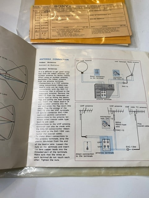 1970s Sony Instruction Manual for Triniton Color TV Solid State KV-1710