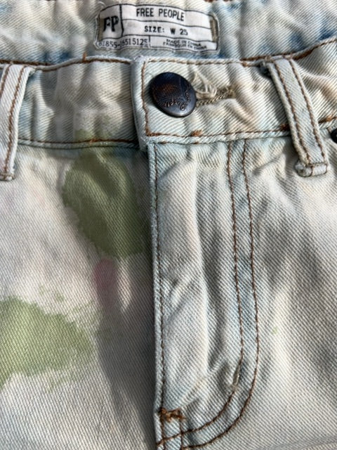 25 Free People Camo Cut Off Jean Shorts Studded Fringed