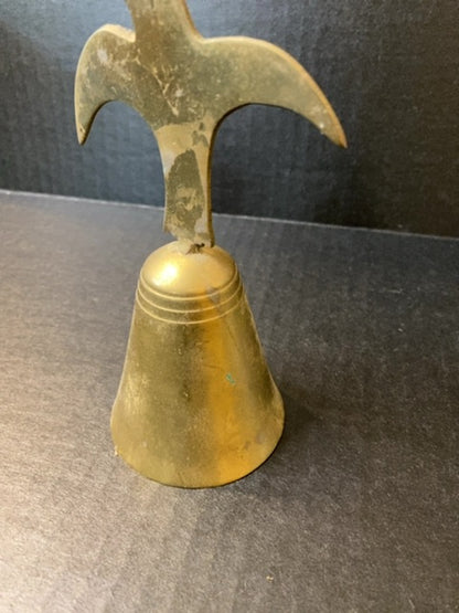 Vintage Brass Bell with Primitive Eagle Handle 6" Made in India