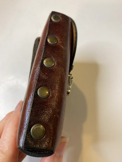 Vintage Tooled Leather Cigarette and Lighter Case Belt Loop Clasp