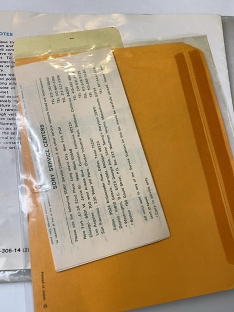 1970s Sony Instruction Manual for Triniton Color TV Solid State KV-1710