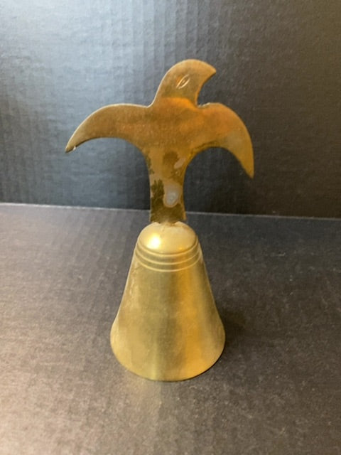 Vintage Brass Bell with Primitive Eagle Handle 6" Made in India