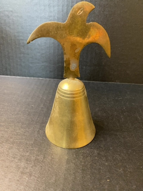 Vintage Brass Bell with Primitive Eagle Handle 6" Made in India
