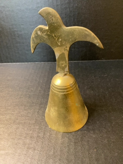 Vintage Brass Bell with Primitive Eagle Handle 6" Made in India