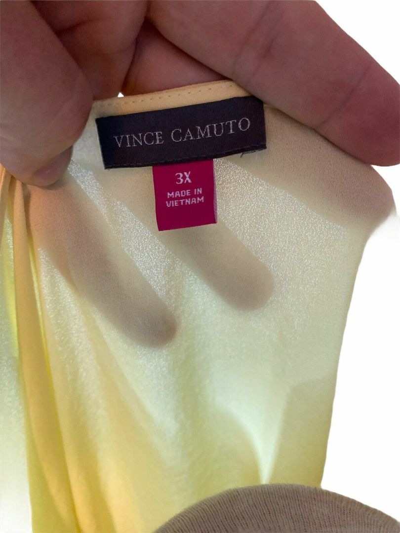 3X VINCE CAMUTO Women's Plus Size Yellow Flutter sleeve Blouse Shirt Top