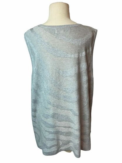 2X Kasper Women's Gray Zebra Textured Sleeveless Lightweight Sweater NWT