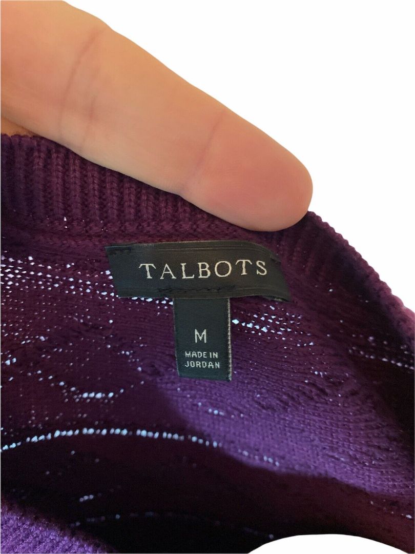 M Talbots Purple Long Sleeve Sweater Cotton Cashmere