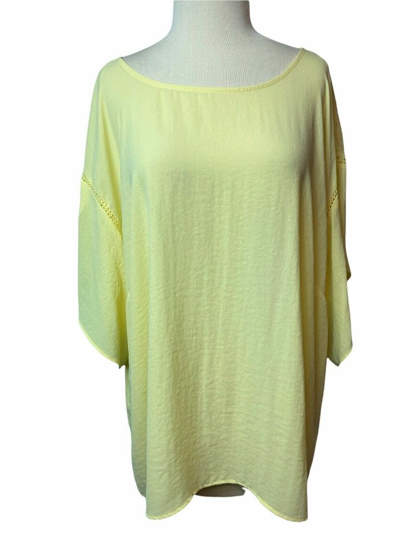 3X VINCE CAMUTO Women's Plus Size Yellow Flutter sleeve Blouse Shirt Top