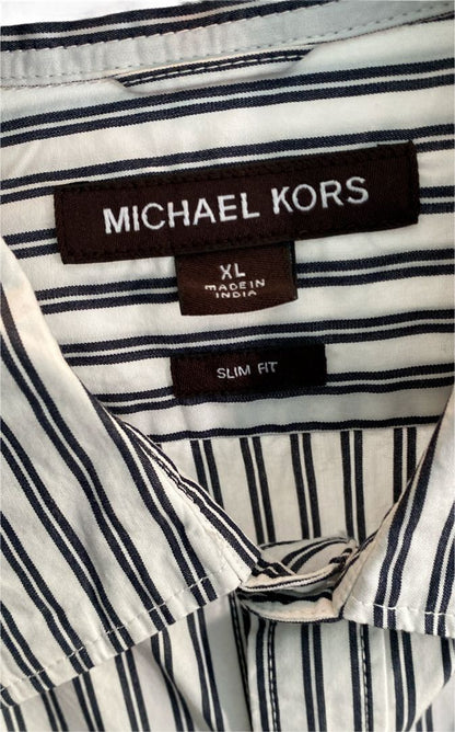 NWT XL Michael Kors Striped Ombre Dipped Button Down Shirt