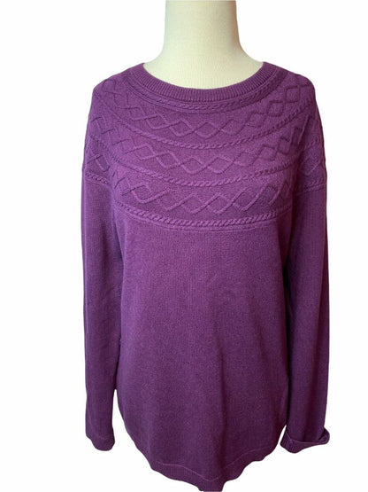 M Talbots Purple Long Sleeve Sweater Cotton Cashmere