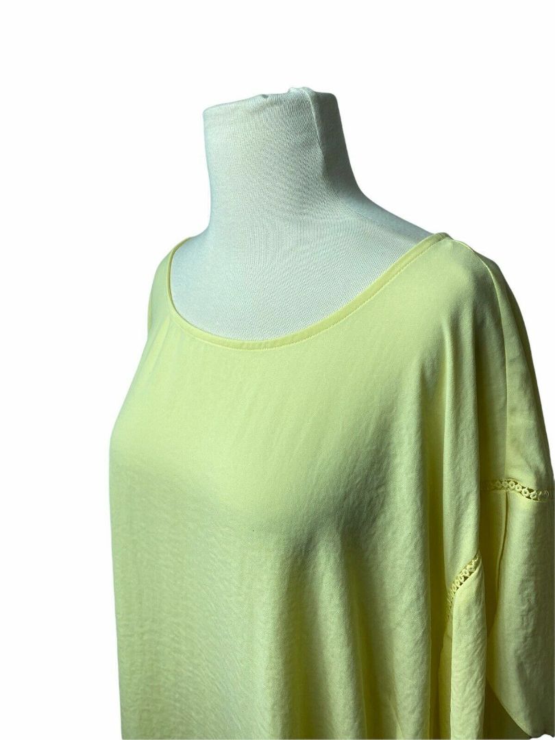 3X VINCE CAMUTO Women's Plus Size Yellow Flutter sleeve Blouse Shirt Top