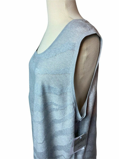 2X Kasper Women's Gray Zebra Textured Sleeveless Lightweight Sweater NWT