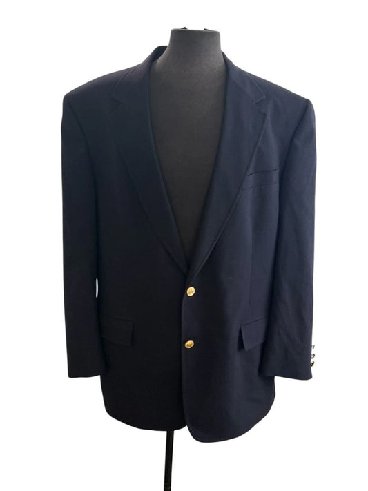 Size 46R Classic Brooks Brothers Men's Navy Blue Wool Blazer Two Button