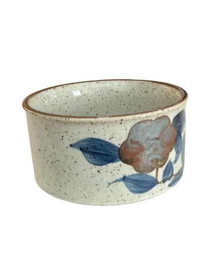 Vintage Otagiri 4.5" Soup Mug With Handle Blue Brown Floral JAPAN Speckled