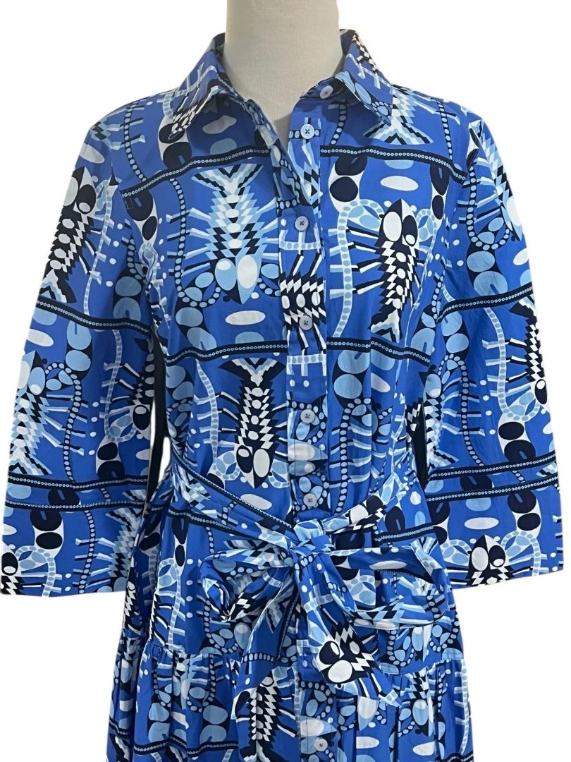 Size XXL Jude Connally Sutton Stretch  New Poplin Tie Waist Button Front Dress