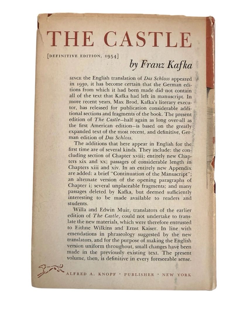 The Trial By Franz Kafka 11th US Printing Knopf Published 1937 Printed 1955 Hardcove