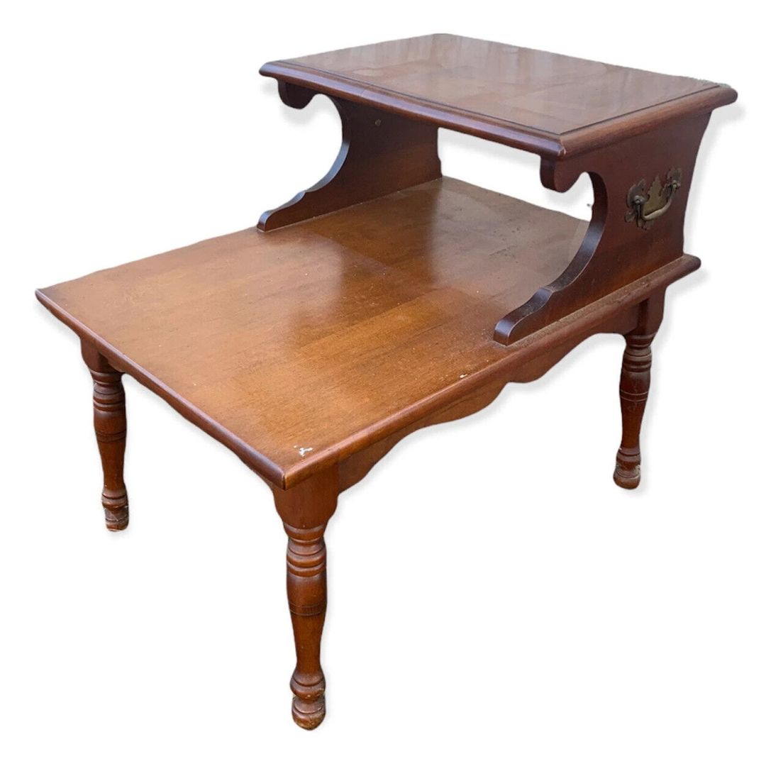 Vintage Set of 2 Heywood-Wakefield Step End Tables Old Colony Line Cinnamon