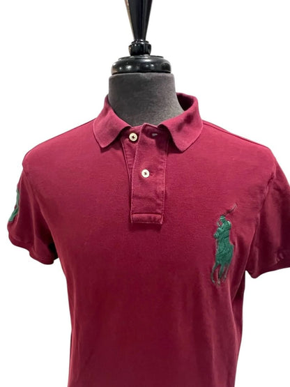 Large Polo Ralph Lauren Mens Burgundy Green #3 Big Pony Polo Shirt