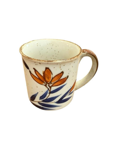 Vintage Speckled Stoneware Otagiri Style Mug Small Blue Flowers