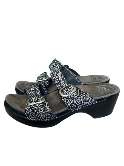 Size 38 (US 8) Dansko Womens Sophie Sandals Clogs Double Strap Black Shagreen