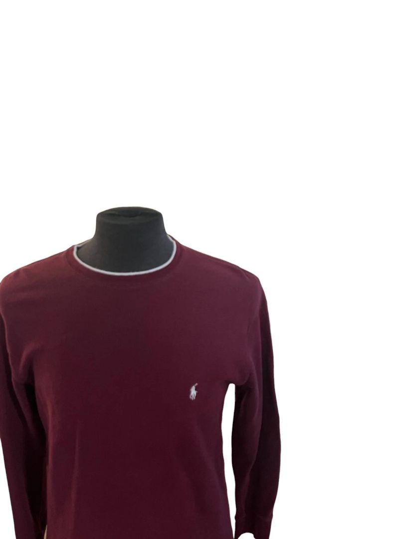 Large Polo Ralph Lauren Burgundy Long Sleeve Crewneck Thermal Mens Pony Logo
