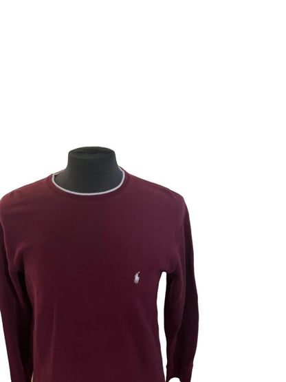 Large Polo Ralph Lauren Burgundy Long Sleeve Crewneck Thermal Mens Pony Logo