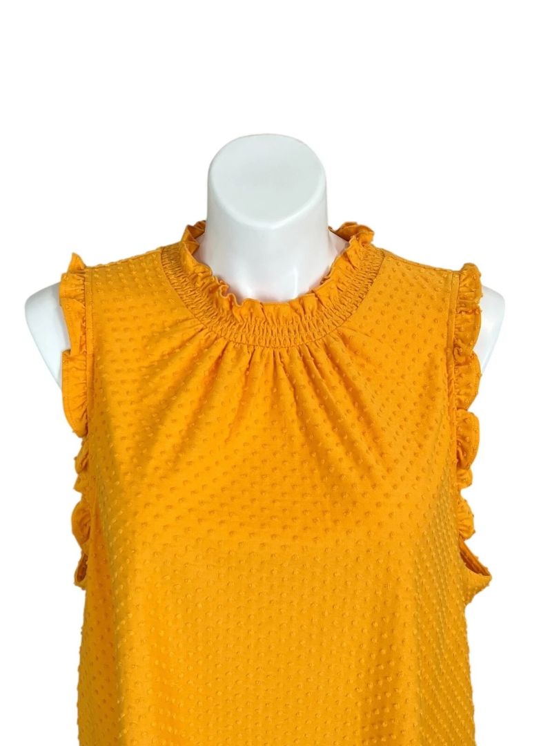 Size 3X J.Crew Womens Yellow Gold Swiss Dot Ruffle Tank AY263