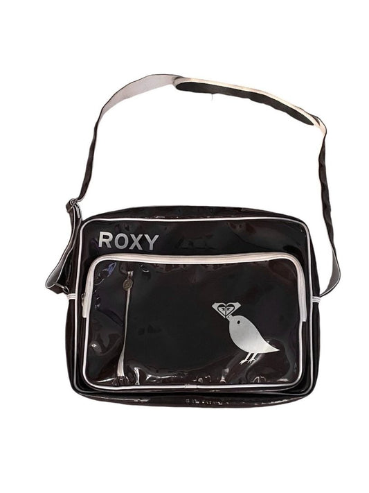 Roxy Patent Vinyl Travel Bag Computer 90s Y2K Limited Edition Brown White