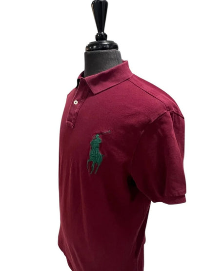 Large Polo Ralph Lauren Mens Burgundy Green #3 Big Pony Polo Shirt