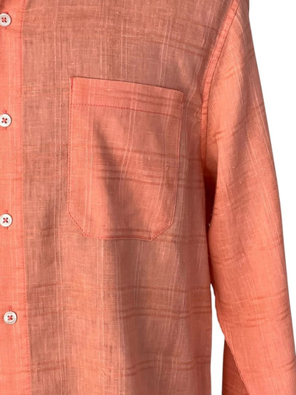 Medium Tommy Bahama New Mens Costa Tautira Passion Peach Stretch Linen Shirt