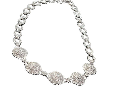 Sterling Silver Round Marcasite Statement Necklace Evening Formal 16”