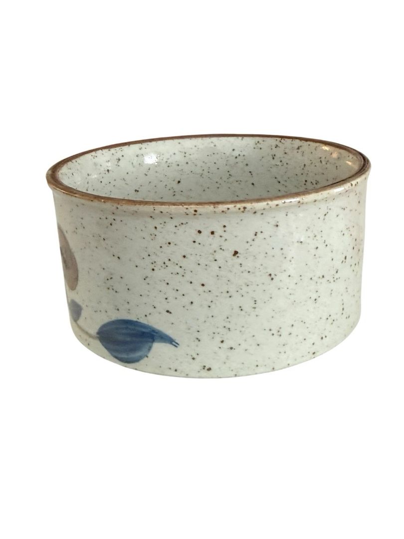 Vintage Otagiri 4.5" Soup Mug With Handle Blue Brown Floral JAPAN Speckled