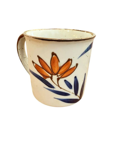 Vintage Speckled Stoneware Otagiri Style Mug Small Blue Flowers