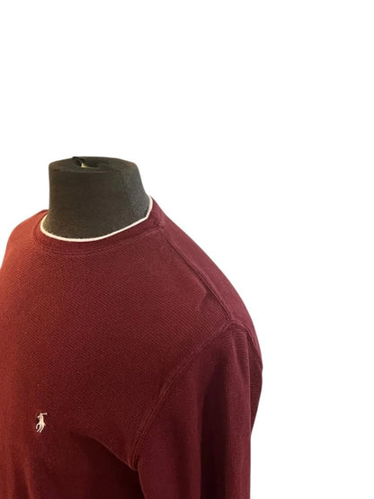 Large Polo Ralph Lauren Burgundy Long Sleeve Crewneck Thermal Mens Pony Logo