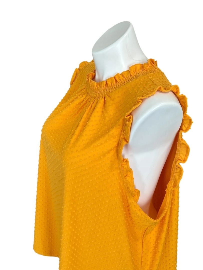 Size 3X J.Crew Womens Yellow Gold Swiss Dot Ruffle Tank AY263