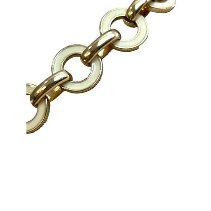 Anne Klein Circle Link Goldtone Necklace Cream Enamel Accents 17" + 2.75"