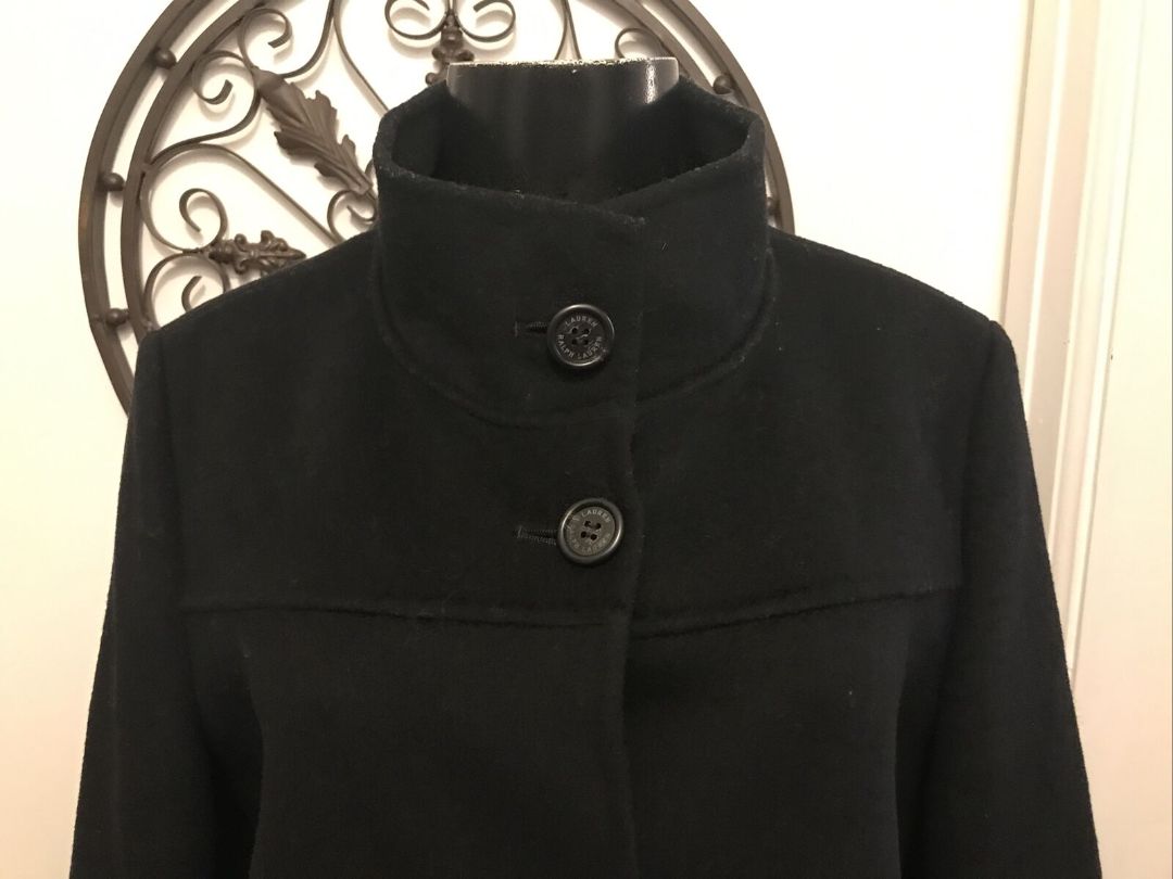 Small Lauren Ralph Lauren Black Collared Button Up Peacoat