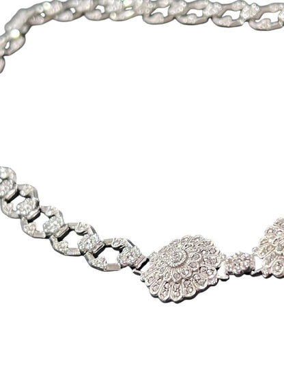 Sterling Silver Round Marcasite Statement Necklace Evening Formal 16”
