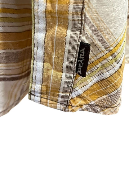 Size XL prAna Holstad Shirt Mens Yellow Plaid Short Sleeve Snap Western