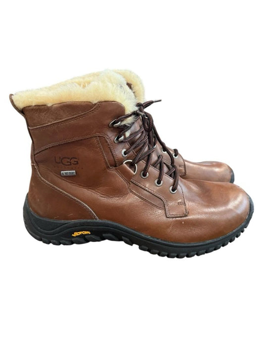 Size 11 UGG Australia Gore-Tex Vibram Men’s Brown Leather Shearling Boots #5481