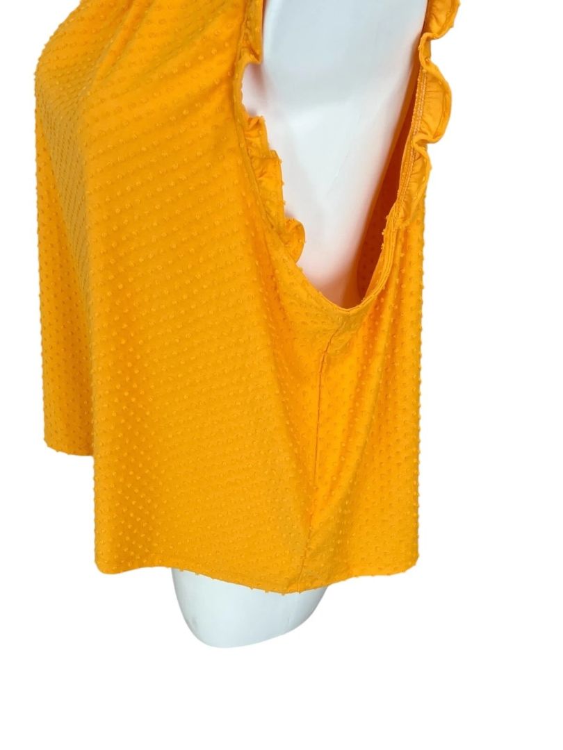 Size 3X J.Crew Womens Yellow Gold Swiss Dot Ruffle Tank AY263