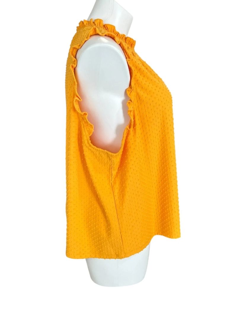 Size 3X J.Crew Womens Yellow Gold Swiss Dot Ruffle Tank AY263